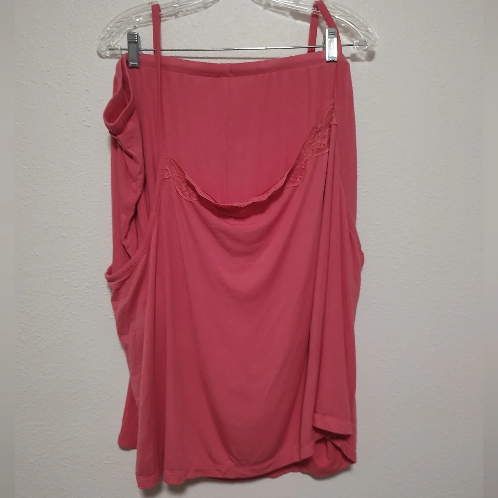 Auden Pink Tank Top & Tie Waist Shorts Lace Accent Sleep Lounge Set Size 3X - Picture 2 of 15